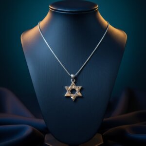 תליון מגן דוד מכסף - שמע ישראל