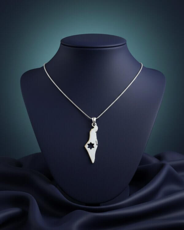 תליון כסף מפת ארץ ישראל