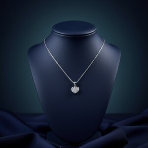תליון כסף לב משובץ - 925