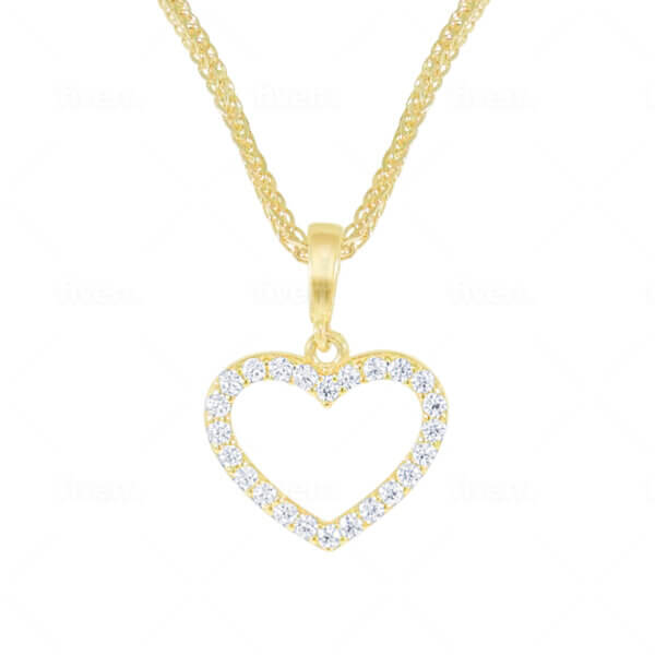 תליון שרשרת לב חלול משובץ אבני זרקוניה- אליה