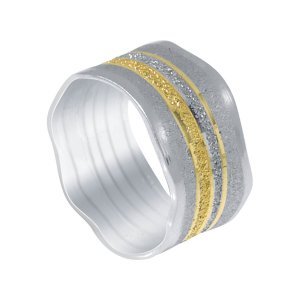 טבעת נישואין בשילוב זהב צהוב ולבן