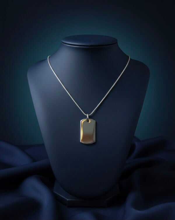 שרשרת כסף פלטה בעיצוב מלבן 925