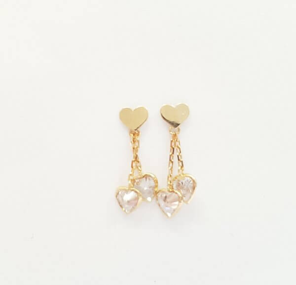 עגילי לבבות שרשרת- אהובה