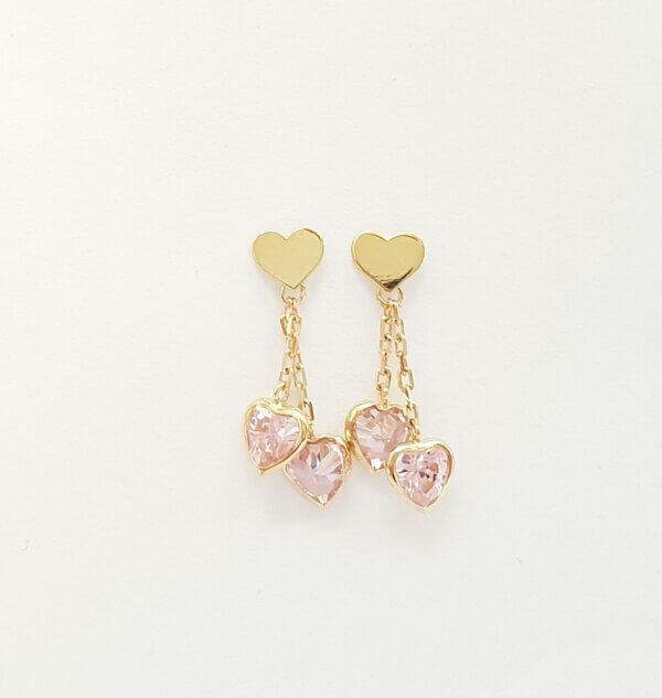 עגילי לבבות שרשרת- סגולה