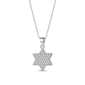 תליון מגן דוד כסף 925 משובץ מלא – יעל