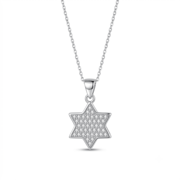 תליון מגן דוד כסף 925 משובץ מלא – יעל